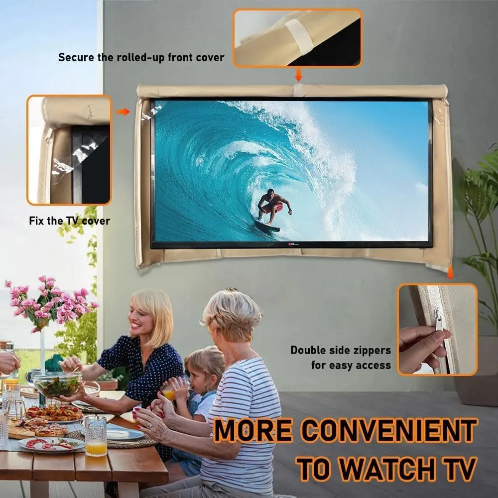 Outdoor TV Cover 80-85 Inches, HOMEYA 600D Heavy Duty Waterproof & Weatherproof TV Screen Protector with Double Zipper, Velcro Seal, Fits Most TV Mounts and Stands, for Outside LED LCD Flat Screen TVs