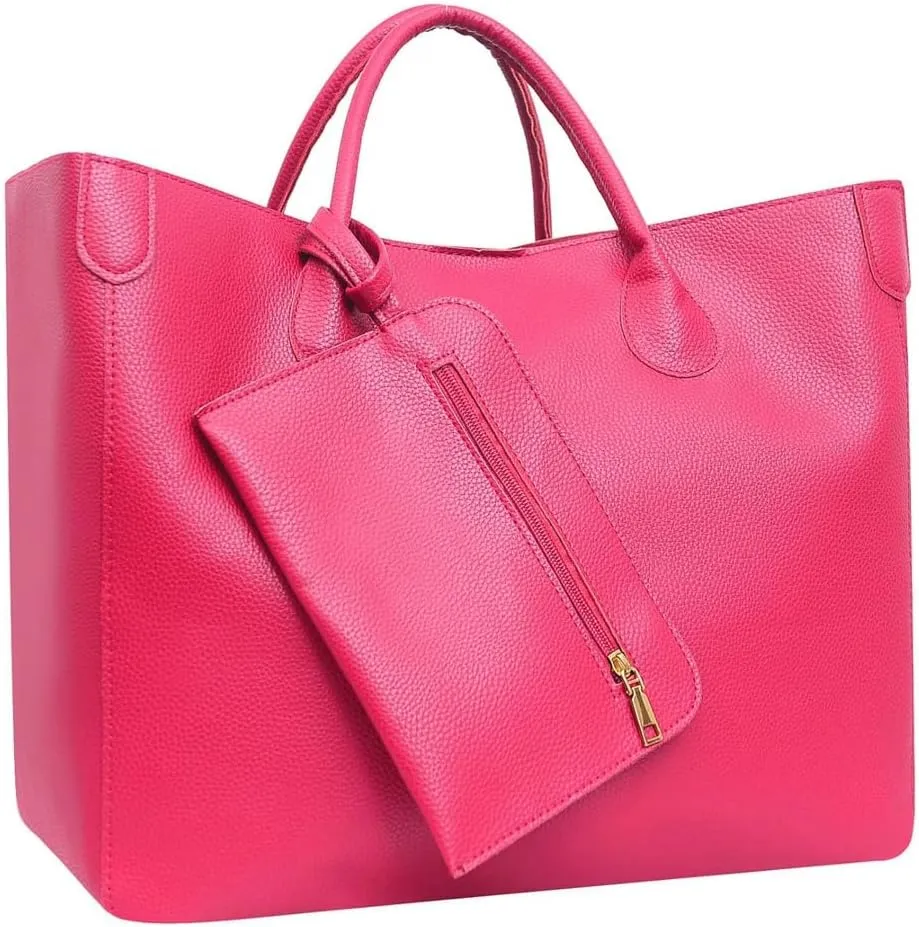 Oversize Vegan Leather Tote Bags for Women Soft Purse Weekender Bag Shopper Handbag Travel Working Satchels 2pcs