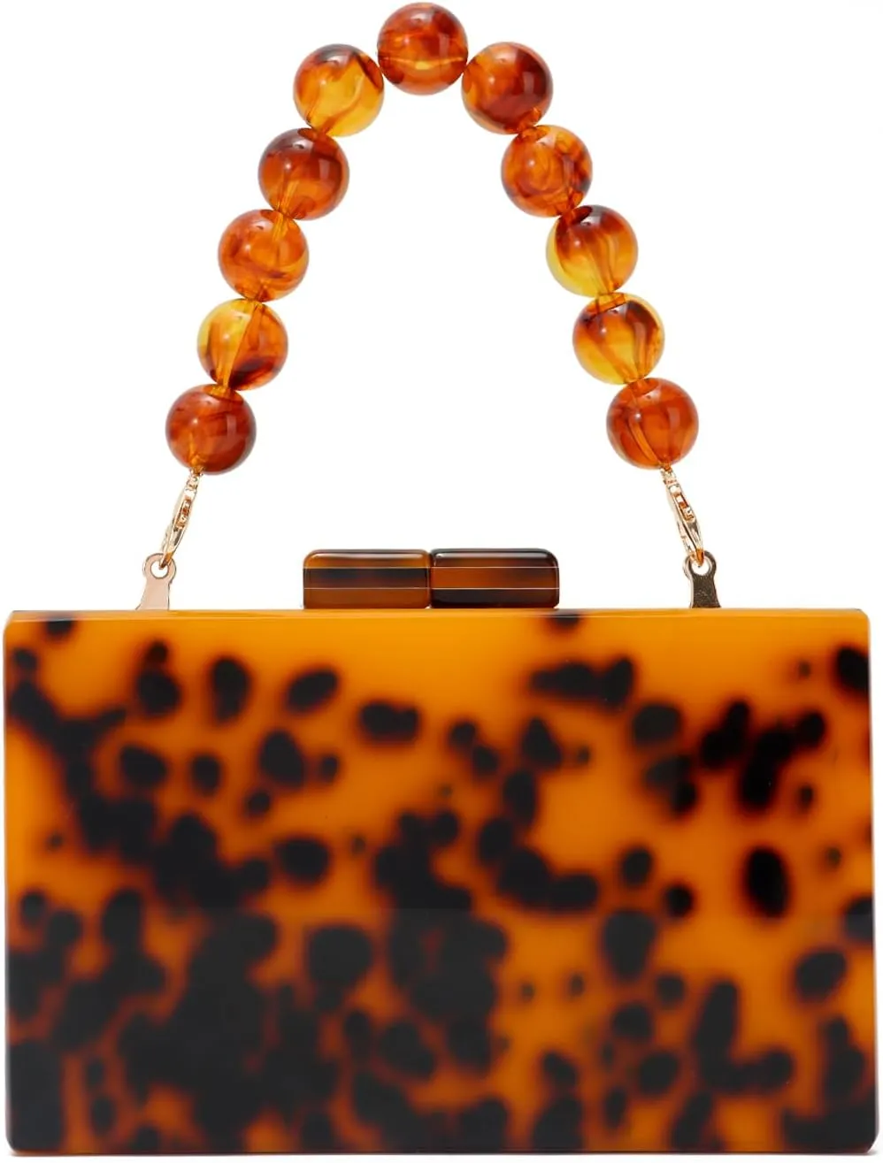 Oweisong Women Acrylic Clutch Purse Formal Wedding Evening Handbag Marble Party Shoulder Crossbody Bag with Bead Chain
