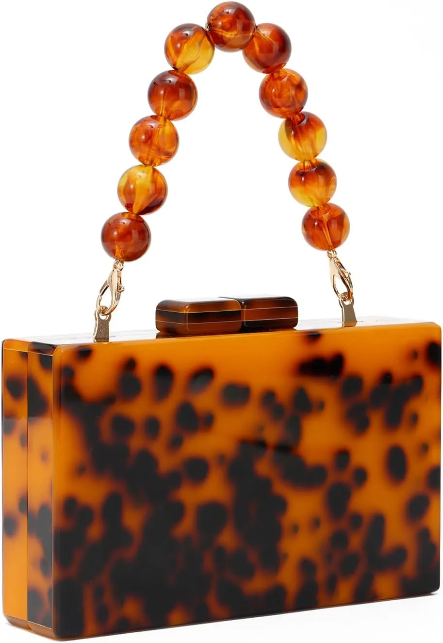 Oweisong Women Acrylic Clutch Purse Formal Wedding Evening Handbag Marble Party Shoulder Crossbody Bag with Bead Chain