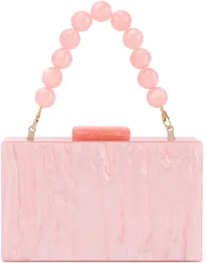 Oweisong Women Acrylic Clutch Purse Formal Wedding Evening Handbag Marble Party Shoulder Crossbody Bag with Bead Chain
