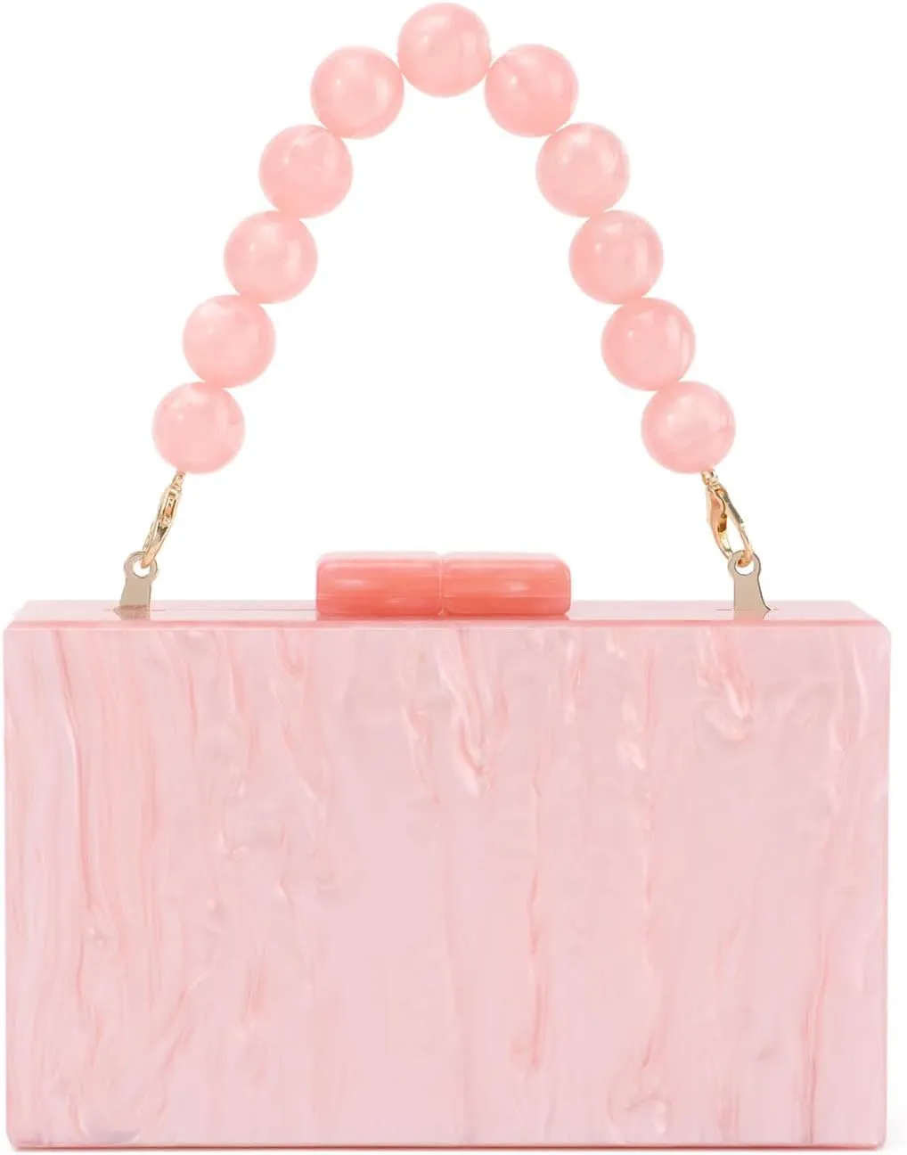 Oweisong Women Acrylic Clutch Purse Formal Wedding Evening Handbag Marble Party Shoulder Crossbody Bag with Bead Chain