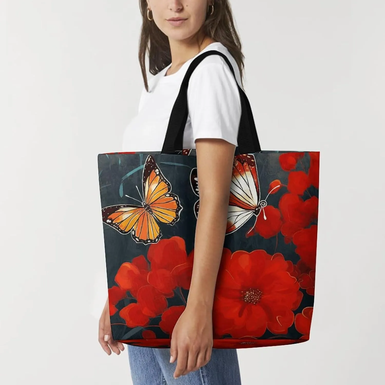 Owls on A Branch Tote Bag for Women Reusable Grocery Shoulder Bags Shopping Bag for Travel, Groceries