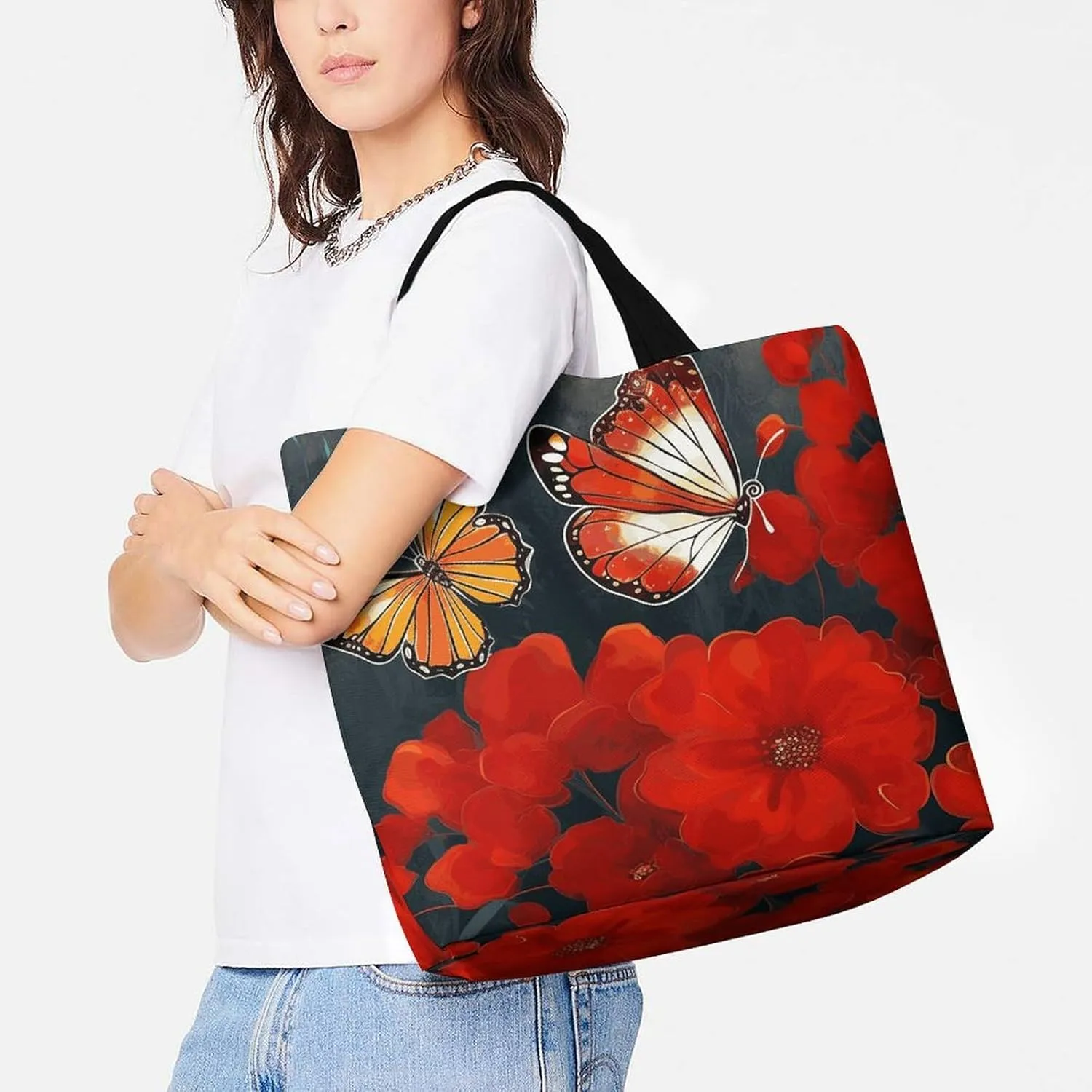 Owls on A Branch Tote Bag for Women Reusable Grocery Shoulder Bags Shopping Bag for Travel, Groceries