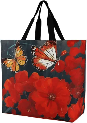 Owls on A Branch Tote Bag for Women Reusable Grocery Shoulder Bags Shopping Bag for Travel, Groceries