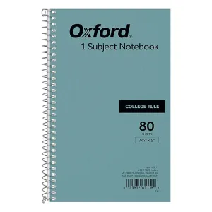 Oxford 1-Subject 5" x 7.75", College Ruled, 80 Sheets, Blue (TOP 65119)