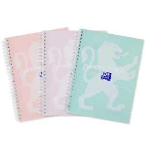Oxford Campus Assorted Pastel A5  Wirebound Notebooks, Pack of 3