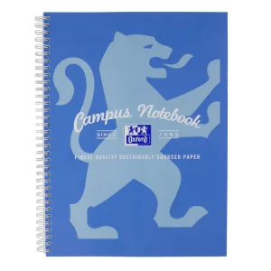 Oxford Campus Blue A4  Card Cover Wirebound Notebook Ruled with Margin 140 Pages