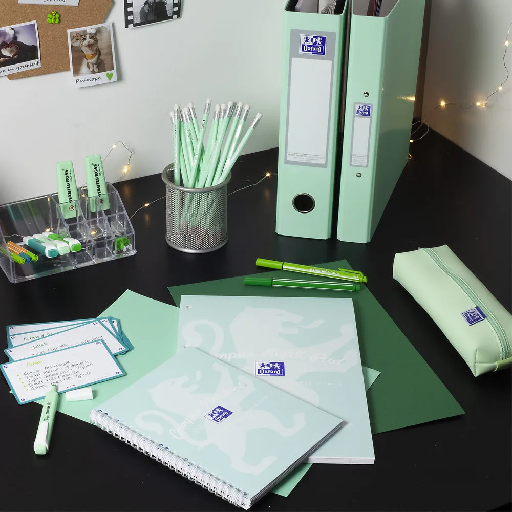Oxford Campus Pastel Mint Green A5  Card Cover Wirebound Notebook Ruled with Margin 140 Pages