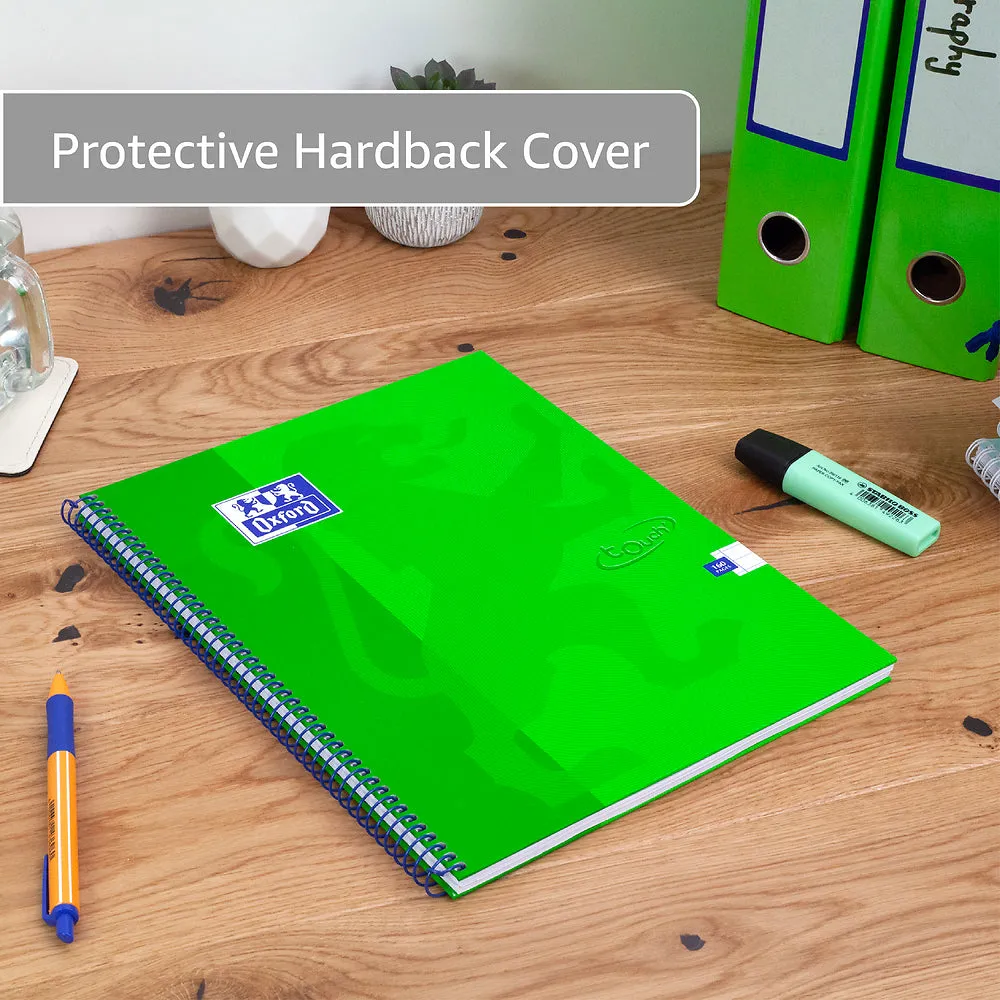 Oxford Touch Aqua A4 Wirebound Hardback Notebook, Ruled with 160 Pages