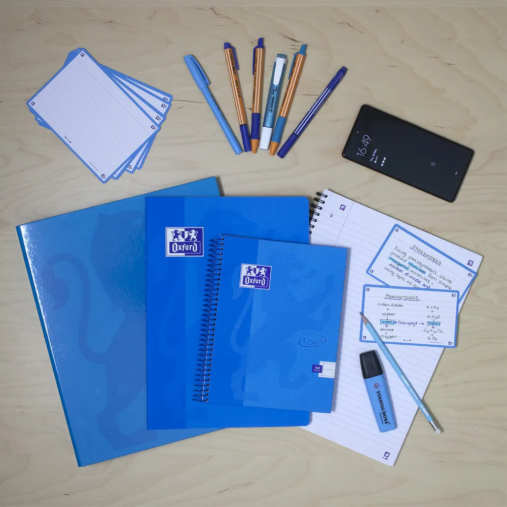 Oxford Touch Aqua A4 Wirebound Hardback Notebook, Ruled with 160 Pages