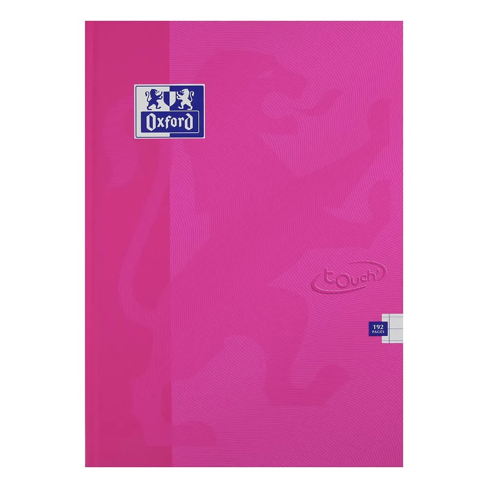 Oxford Touch Bright Pink A4 Hardback Casebound Notebook Ruled with Margin 192 Pages