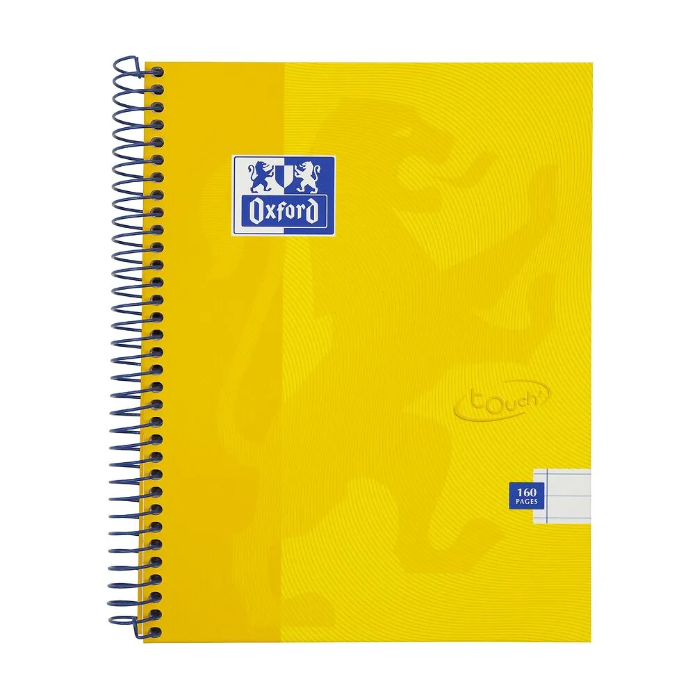 Oxford Touch Yellow A5 Wirebound Hardback Notebook, Ruled with 160 Pages