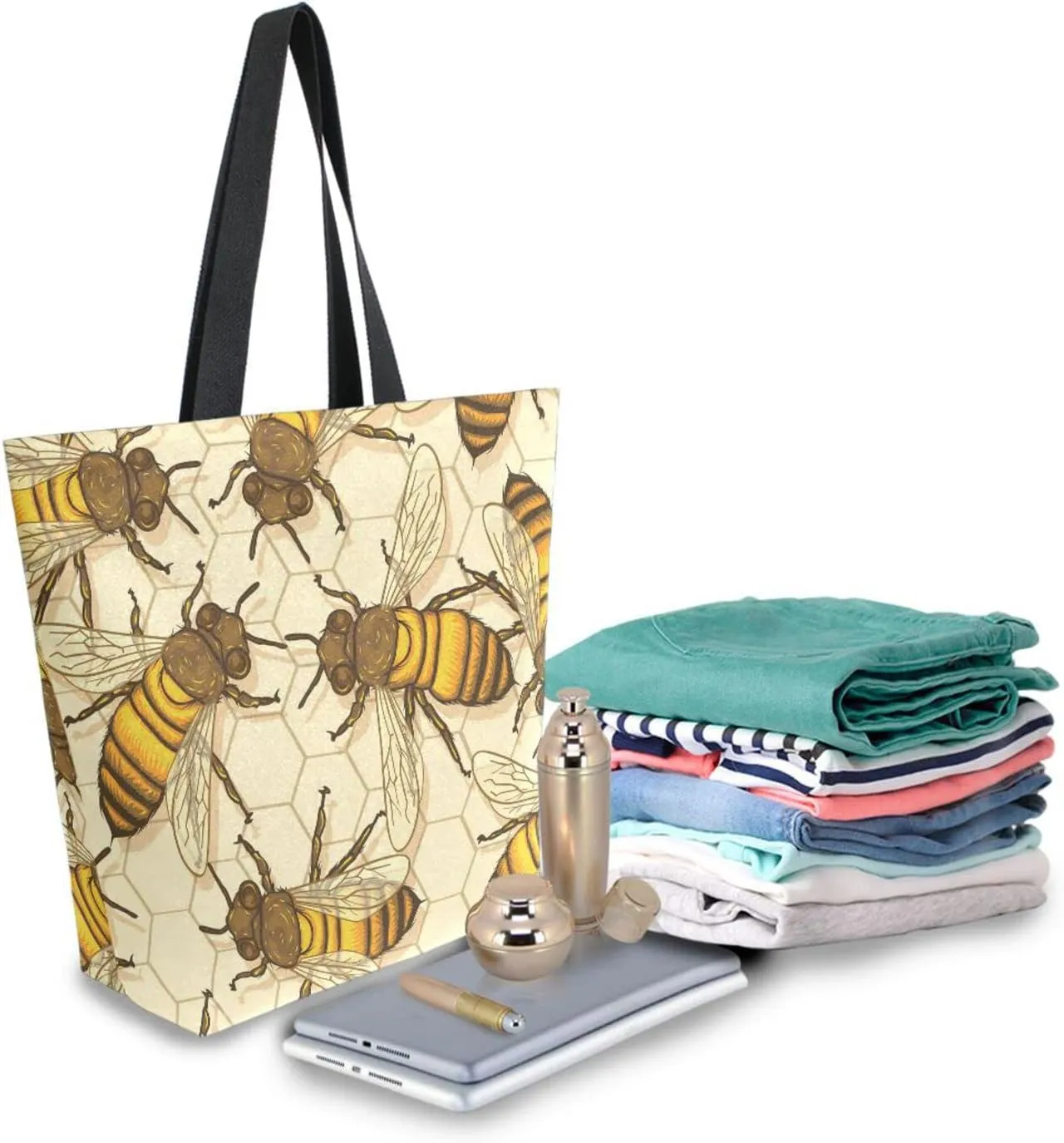 Oyihfvs Canvas Tote Grocery Bag, Women Large Shoulder Bag, Reusable Grocery Handbag