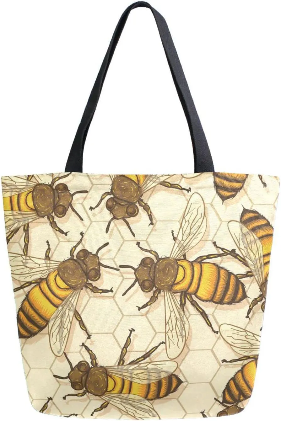 Oyihfvs Canvas Tote Grocery Bag, Women Large Shoulder Bag, Reusable Grocery Handbag