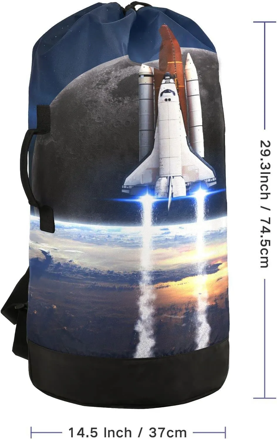 Oyihfvs Space Shuttle Taking Off on a Mission Galaxy Space Nebula Backpack Laundry Bag, Laundry Backpack with Shoulder Straps, Waterproof Nylon Clothes Hamper Bag for Men Women Yoga Backpack