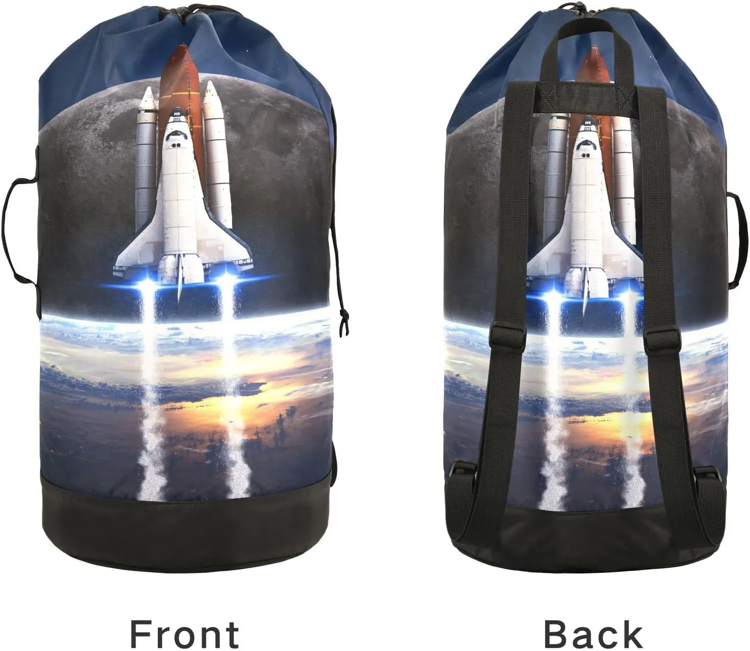 Oyihfvs Space Shuttle Taking Off on a Mission Galaxy Space Nebula Backpack Laundry Bag, Laundry Backpack with Shoulder Straps, Waterproof Nylon Clothes Hamper Bag for Men Women Yoga Backpack
