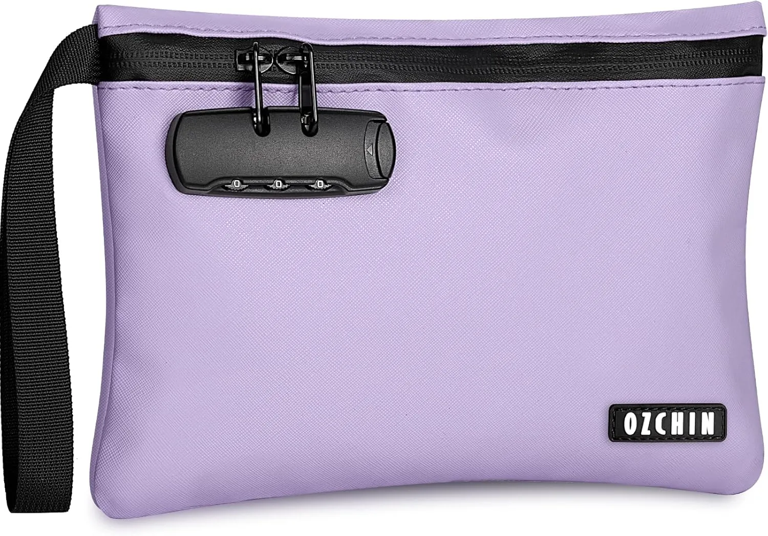 OZCHIN Smell Proof Bag with Combination Lock 10 X 7 inchs Locking Bag PU Leather Waterproof Lockable Case Great Gift Ideal