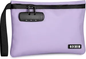 OZCHIN Smell Proof Bag with Combination Lock 10 X 7 inchs Locking Bag PU Leather Waterproof Lockable Case Great Gift Ideal