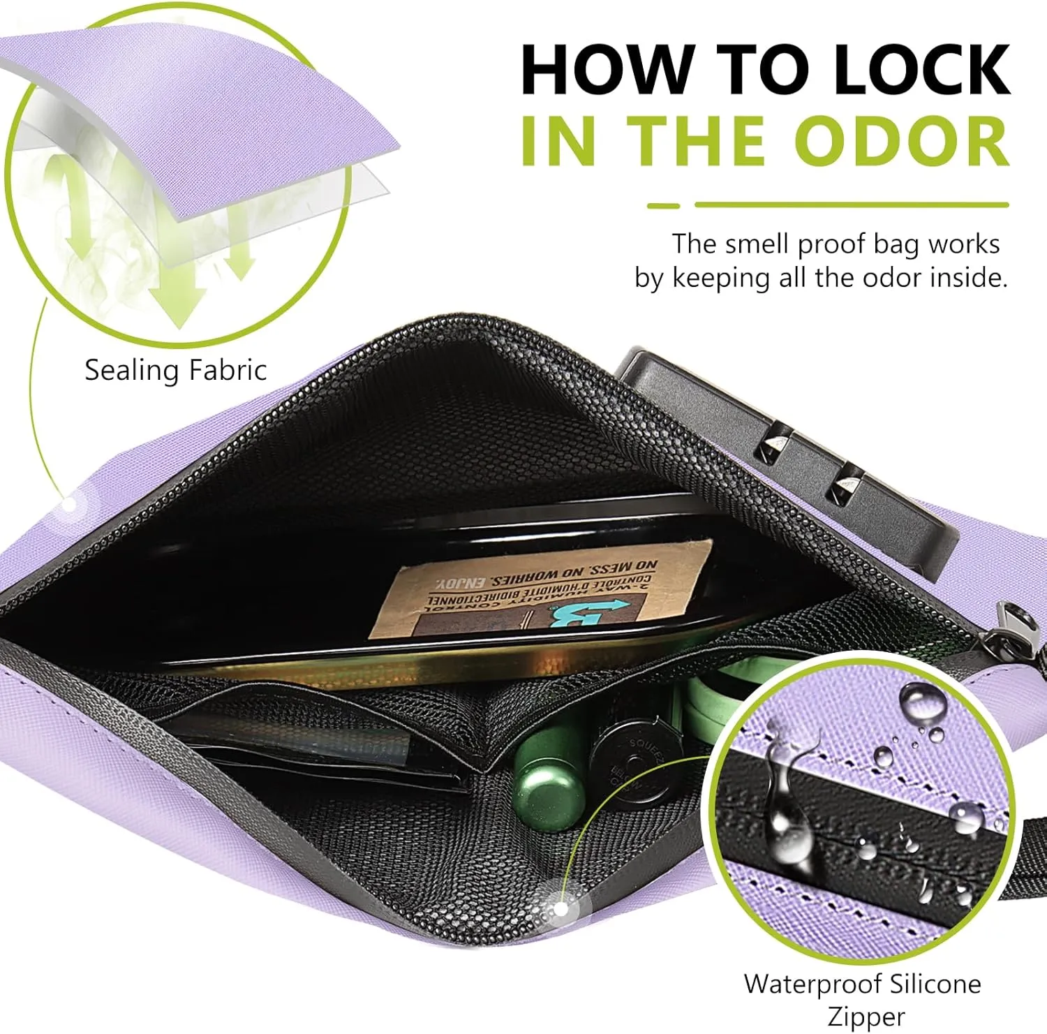 OZCHIN Smell Proof Bag with Combination Lock 10 X 7 inchs Locking Bag PU Leather Waterproof Lockable Case Great Gift Ideal