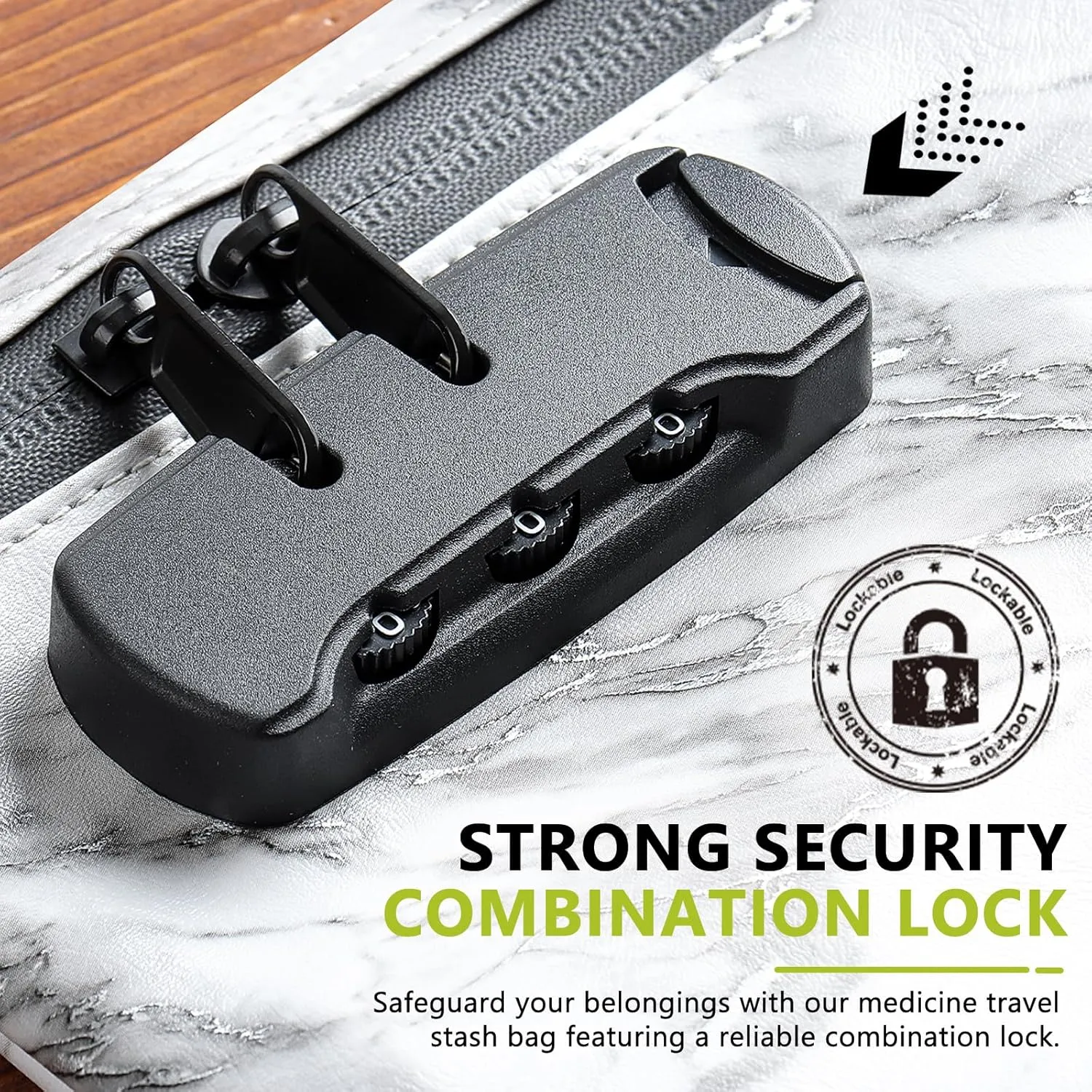 OZCHIN Smell Proof Bag with Combination Lock 10'' X 7'' Locking Bag PU Leather Waterproof Lockable Case Great Gifts Ideal