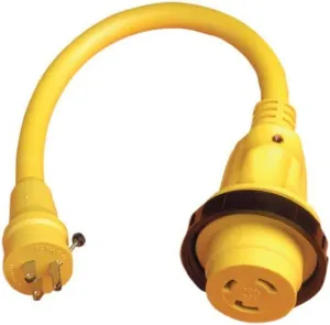 ParkPower by Marinco 104SPPRV Pigtail Adapter, 30A / 125V Locking Connector & 15A / 125V Straight Blade with Locking Screw Male Plug