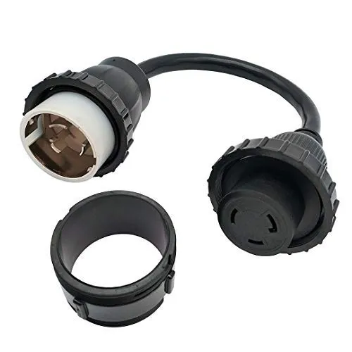 Parkworld 60301 Shore Power Adapter Cord Marine 50A 125V SS1-50P Male to RV Twist Lock L5-30R 30A 125V Female