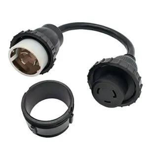 Parkworld 60301 Shore Power Adapter Cord Marine 50A 125V SS1-50P Male to RV Twist Lock L5-30R 30A 125V Female