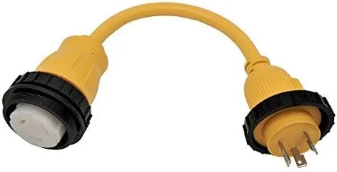 Parkworld 885927 Shore Power Adapter Cord RV 30A 125V L5-30P Male to Marine Twist Lock SS1-50R 50A 125V Female (Yellow)