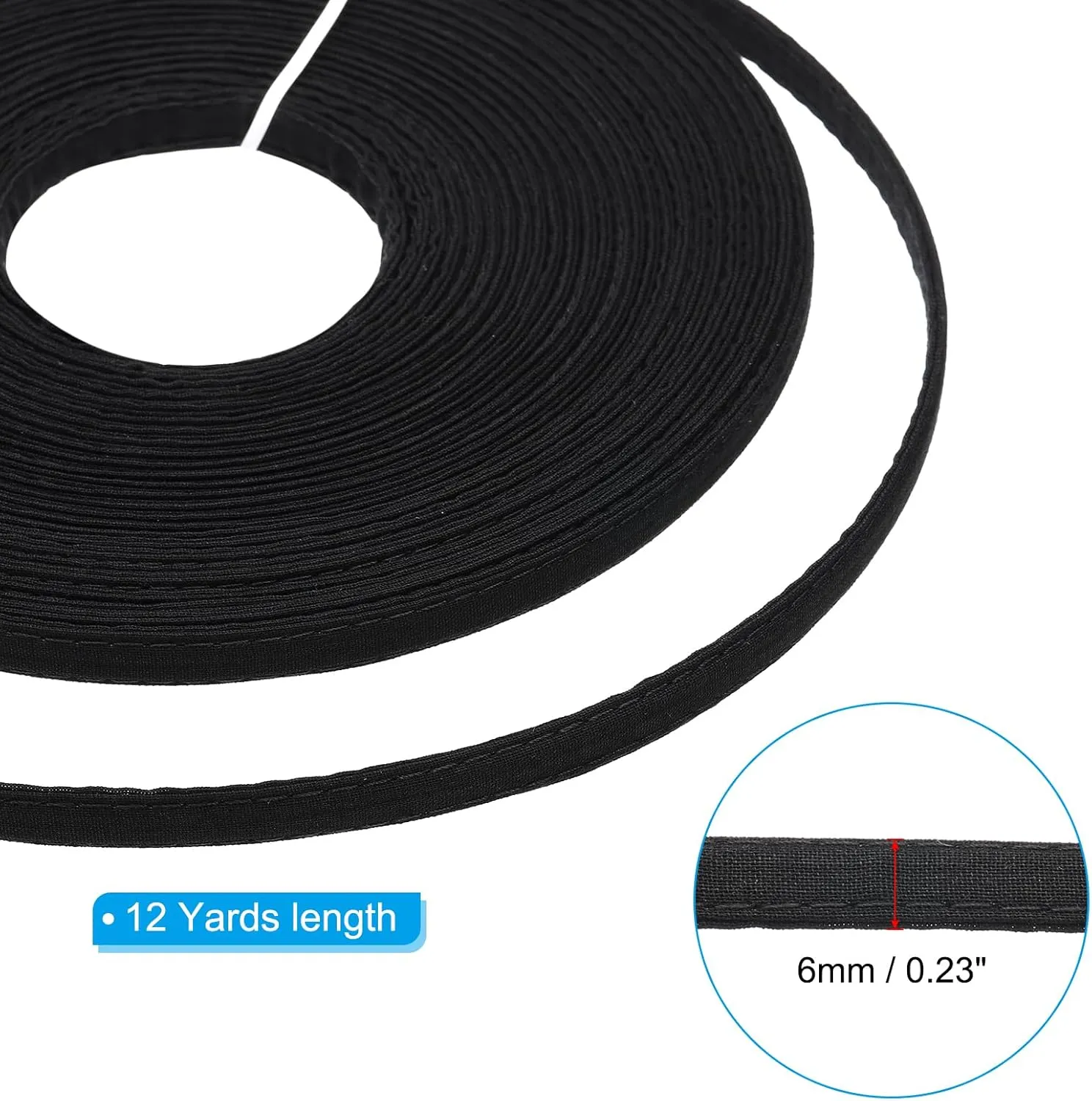PATIKIL 6mm x 12 Yards Boning for Sewing, Polyester Low-Density Boning Cotton Covered Design for Handmade Dolls Hats Handbags Wedding Dresses, Black