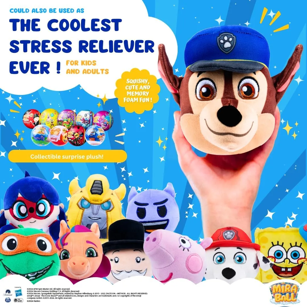 PAW Patrol MiraBall Mystery Expandable MAXI Plush to Unbox, Collectible Squishy and Soft Plush with 4 Surprise, Limited Edition, Great Toy Gift for Kids Aged 3  (4-Pack)