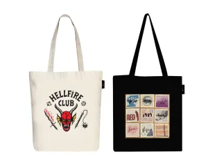 Peach Blossom Women's Cotton Printed Tote Bag With Zipper and Pouch | Pack Of 2 Combo
