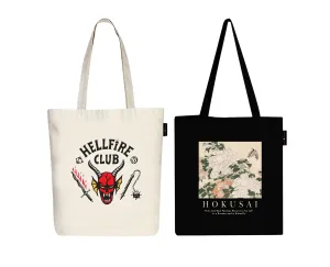 Peach Blossom Women's Cotton Printed Tote Bag With Zipper and Pouch | Pack Of 2 Combo