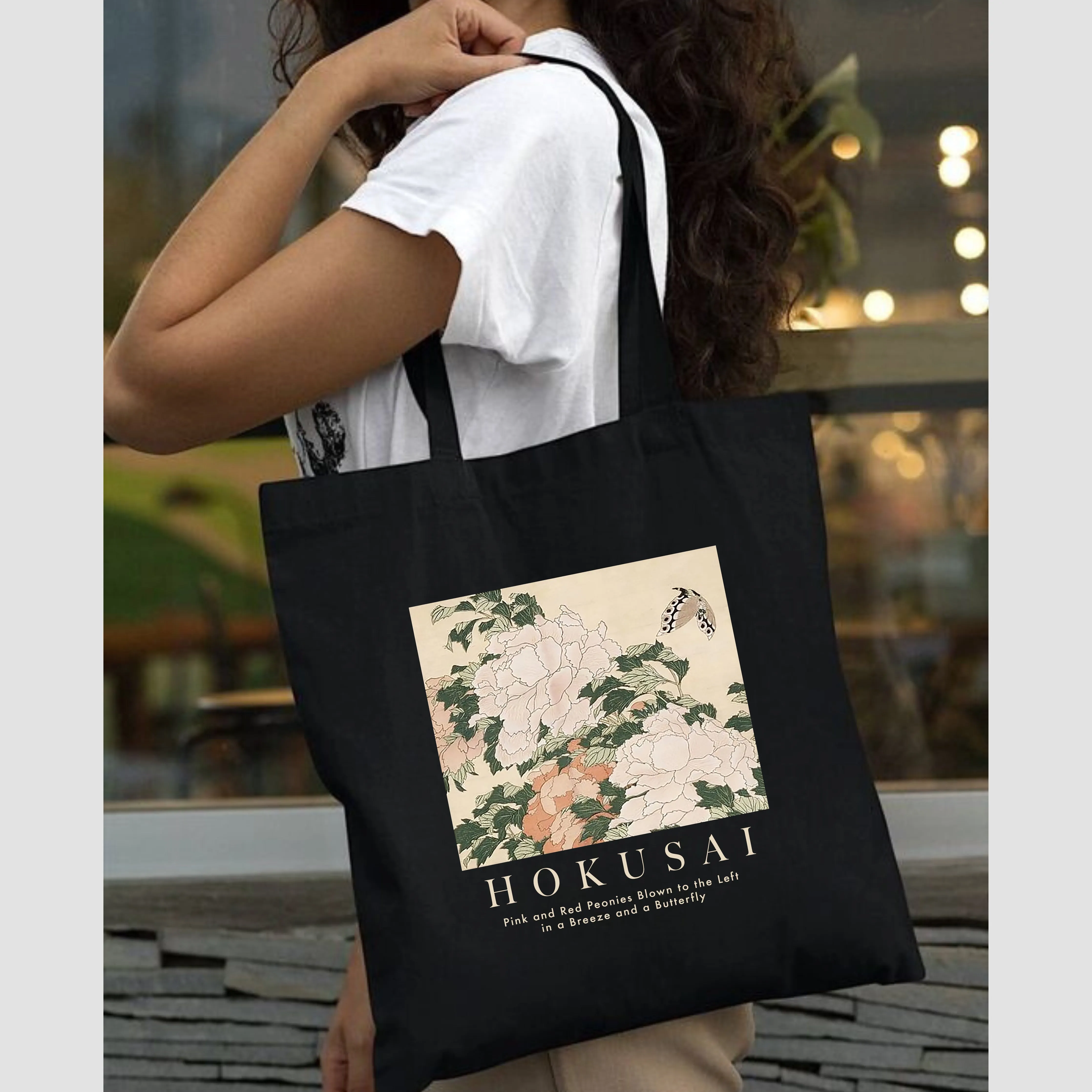 Peach Blossom Women's Cotton Printed Tote Bag With Zipper and Pouch | Pack Of 2 Combo