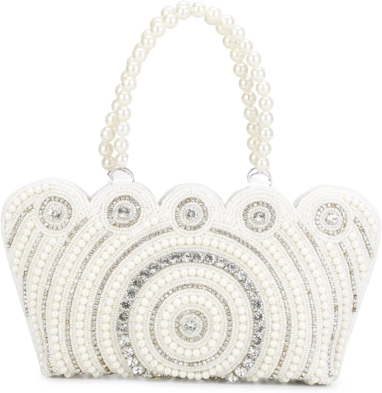 Pearl Tote Clutch, Wrist Bag Evening Clutch Wedding Purse for Women & Girls