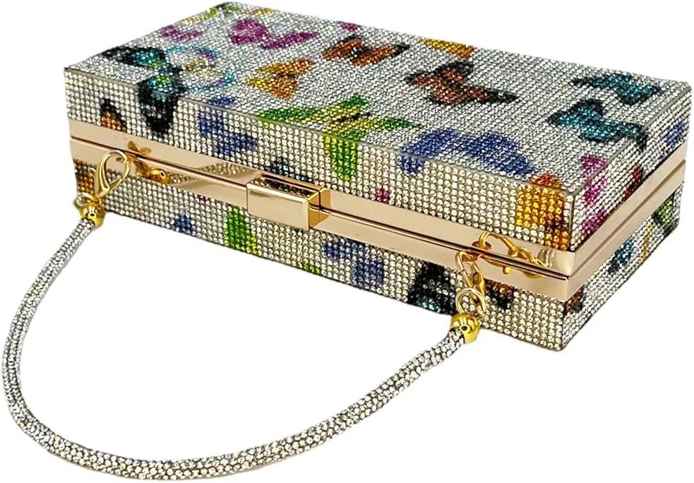 pearl&she Diamond Women Evening Handbags Purse Minaudiere Clutch Bag,Stack of Cash Dollars Crystal Clutch Purses