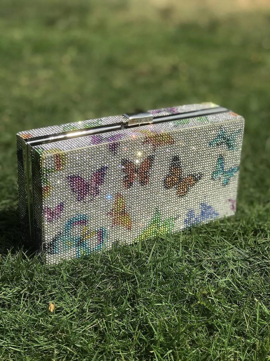 pearl&she Diamond Women Evening Handbags Purse Minaudiere Clutch Bag,Stack of Cash Dollars Crystal Clutch Purses