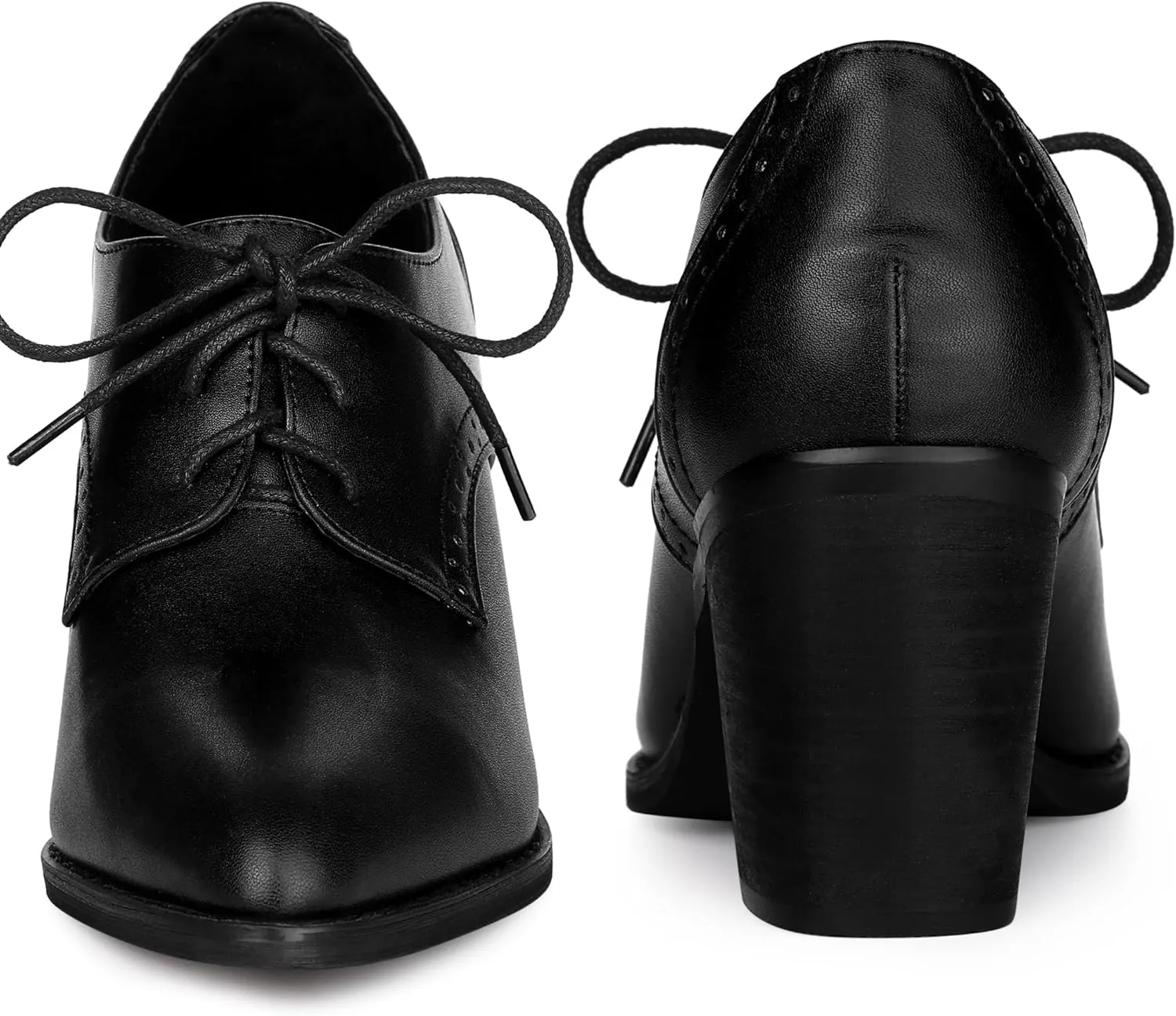 Perphy Pointy Toe Lace Up Block Heels Ankle Booties for Women
