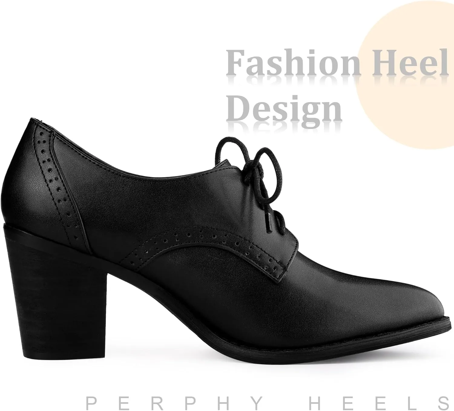 Perphy Pointy Toe Lace Up Block Heels Ankle Booties for Women