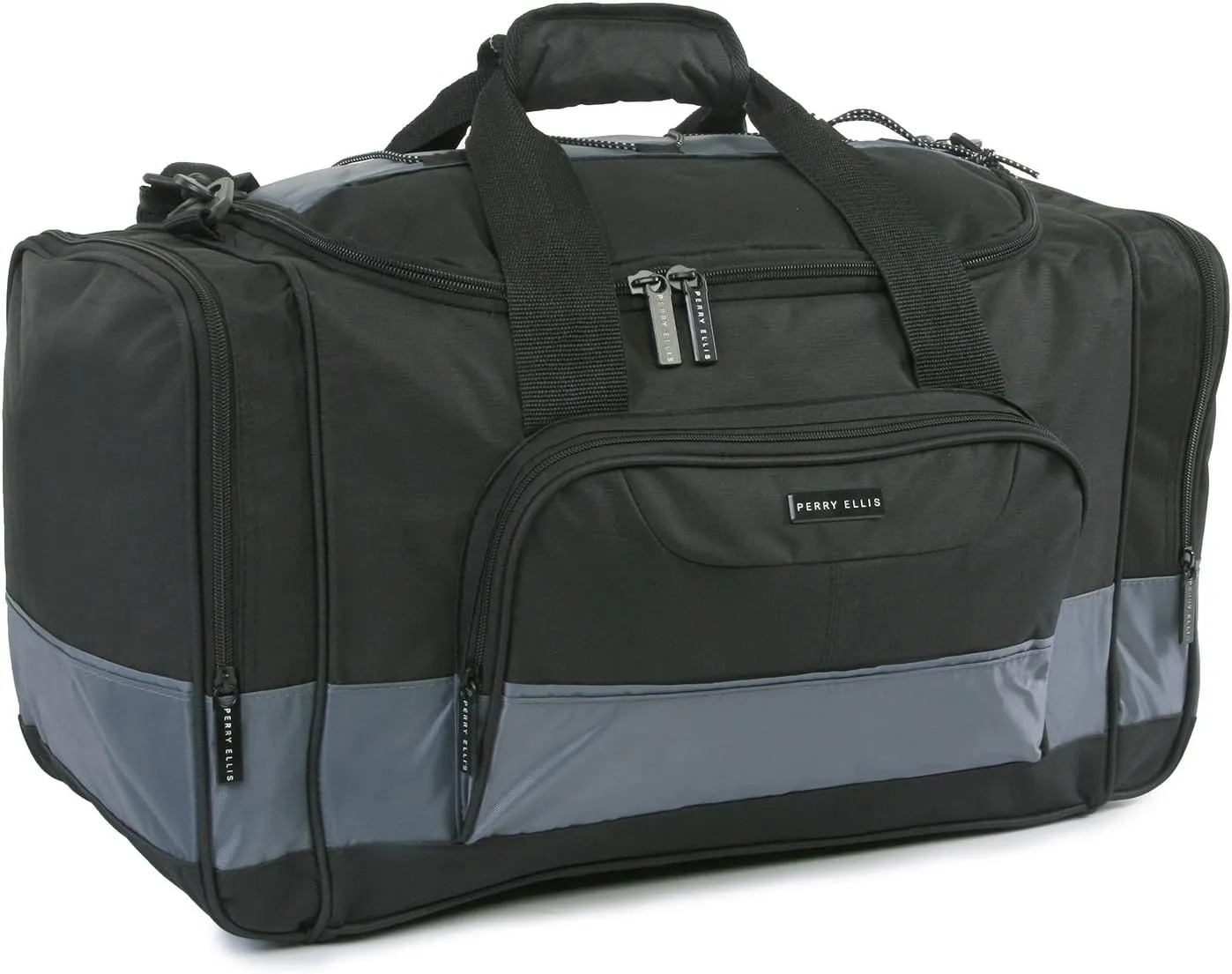 Perry Ellis Business Duffel Bag-Medium, Black/Grey, One Size