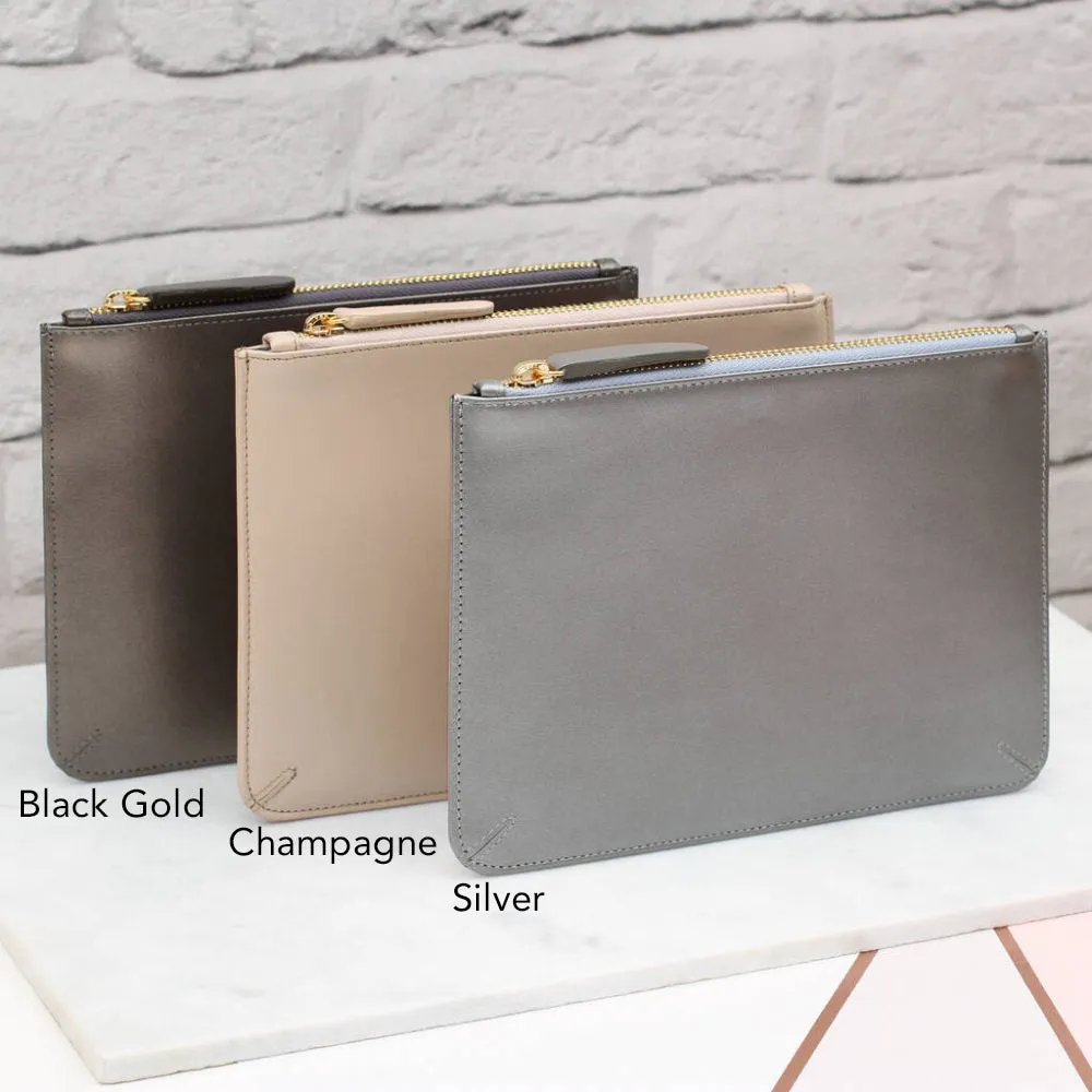 Personalised Luxury Pearlised Leather Clutch Bag