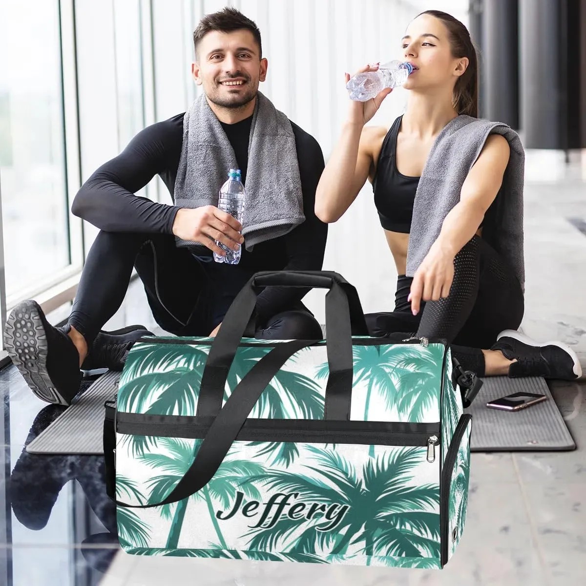 Personalized-Duffel-Bag for-Men-Women Large-Travel-Bag Luggage-Bag Gym Coconut Tree Gym-Bag Overnight-Bag with-Name