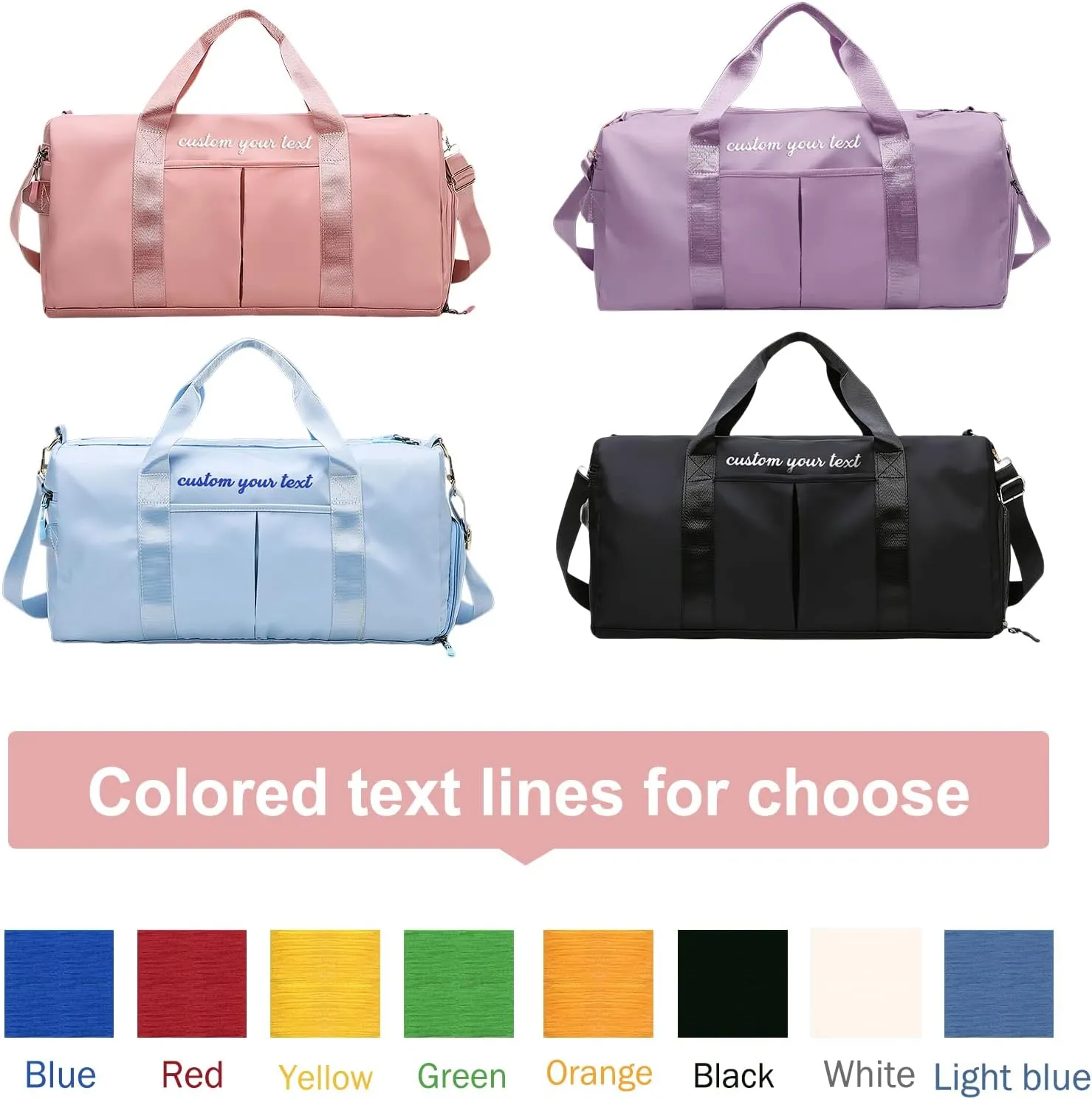 Personalized Duffel Travel Bag Embroidered Name Custom Sports Gym Bags Customized Dance Bag with Wet Dry Pockets & Shoe Weekender Overnight Bridesmaid Gift-Purple