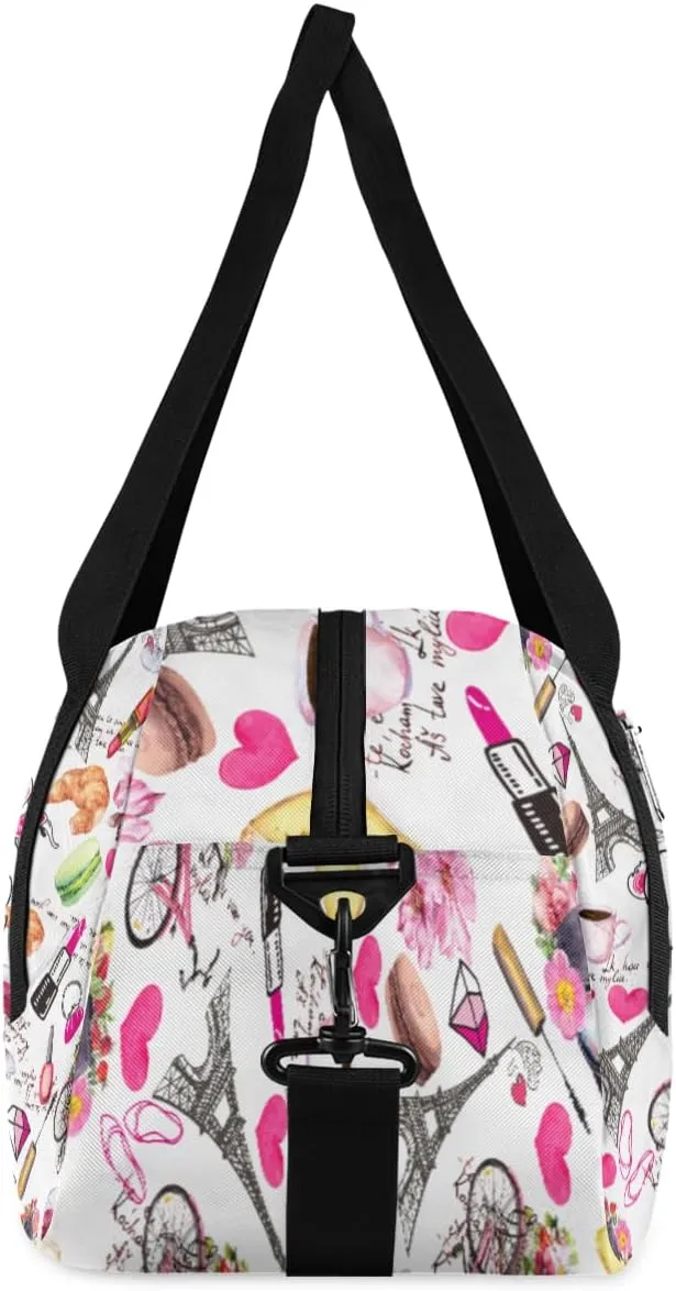 Personalized Kids Duffel Bag Paris Eiffel Tower Romantic,Custom Sport Gym Bag for Boys Girls,WWeekender Overnight Bags Travel Duffel Bag,Customized Kids Gift