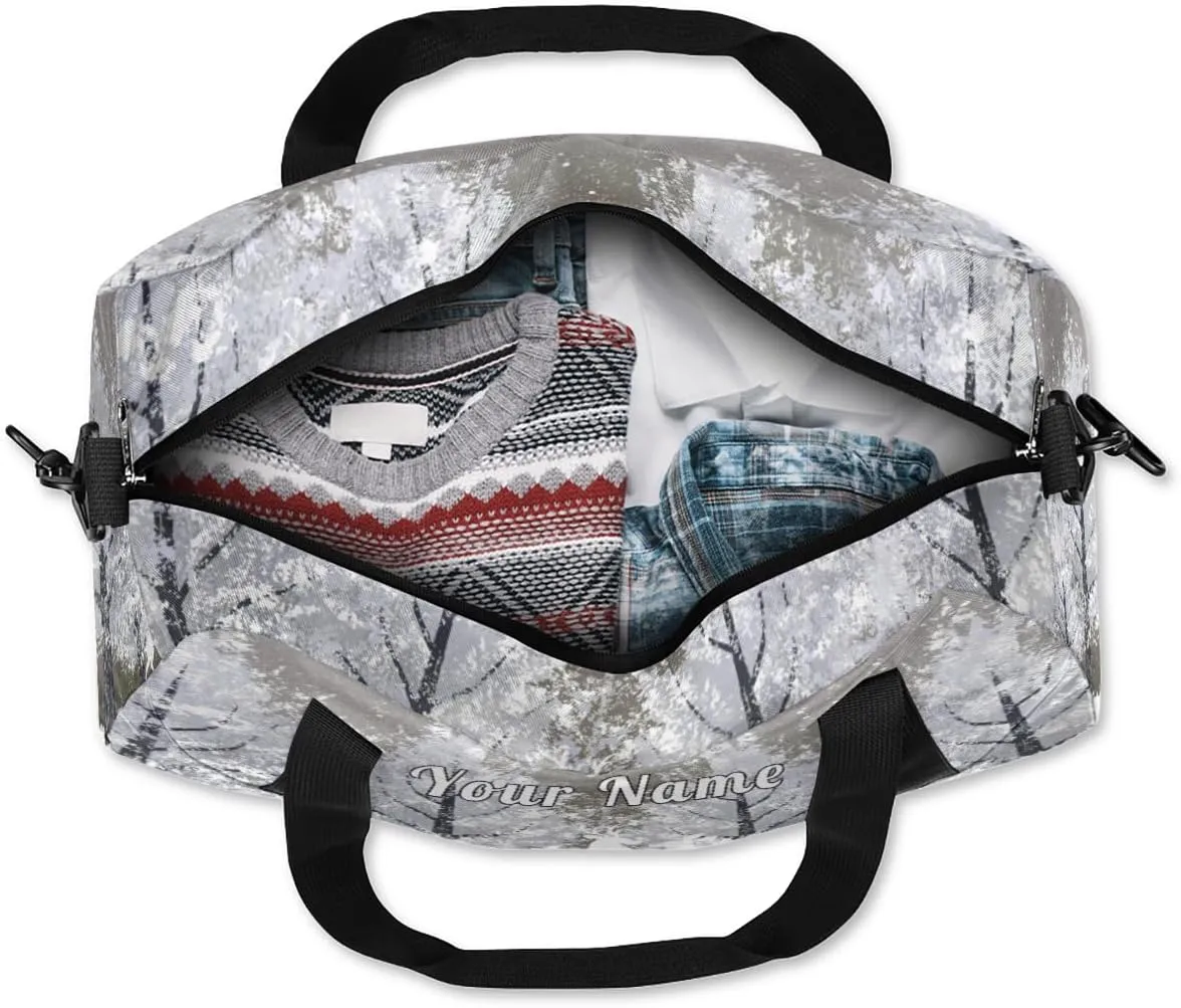 Personalized Kids Duffel Bag Snow Forest Animal Deer,Custom Sport Gym Bag for Boys Girls,WWeekender Overnight Bags Travel Duffel Bag,Customized Kids Gift