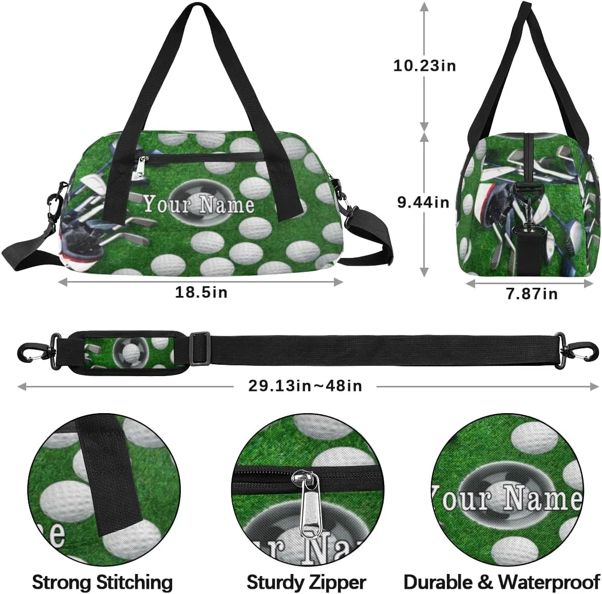 Personalized Kids Duffel Bag Sport Ball Golf Training,Custom Sport Gym Bag for Boys Girls,WWeekender Overnight Bags Travel Duffel Bag,Customized Kids Gift