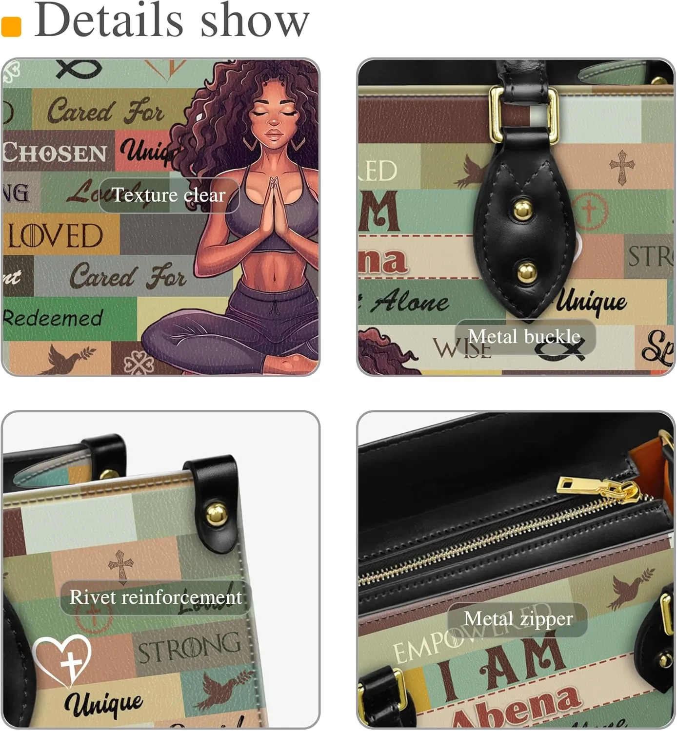 Personalized Leather Handbag For Black African Women – Matching Purse and Wallet Set – Mother's Day Gifts for Melanin Woman