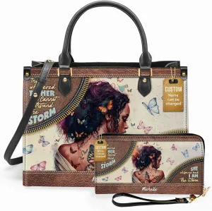 Personalized Leather Handbag For Black African Women – Matching Purse and Wallet Set – Mother's Day Gifts for Melanin Woman
