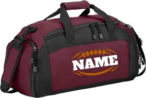 Personalized Sports Duffle Bag with Shoe Compartment (Football, Maroon)