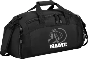 Personalized Sports Duffle Bag with Shoe Compartment (Wrestling, Black)